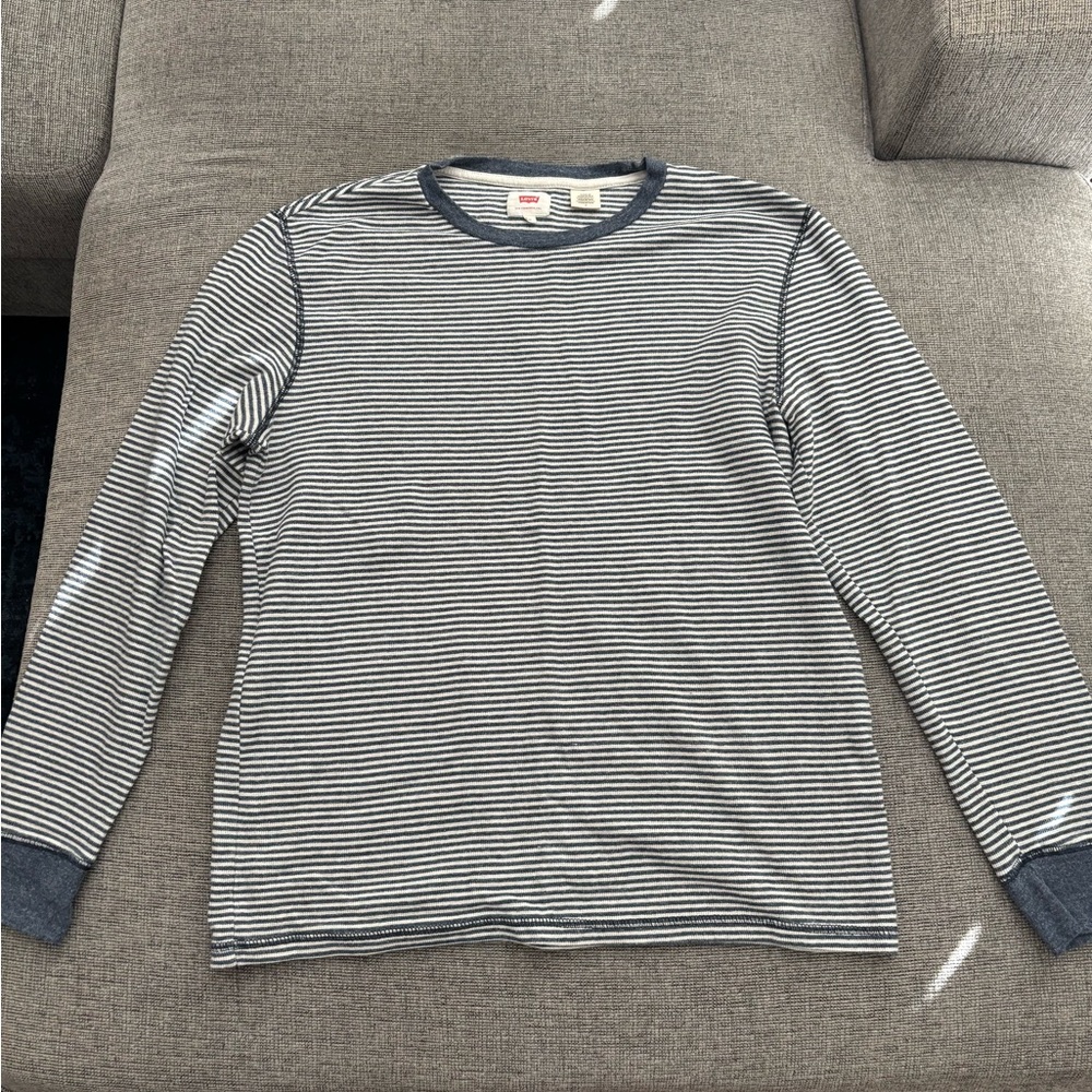 Levi's Striped Long Sleeve Shirt - Black and White